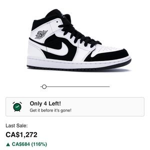 Jordan 1 mid black/white mens size 10 mint condition